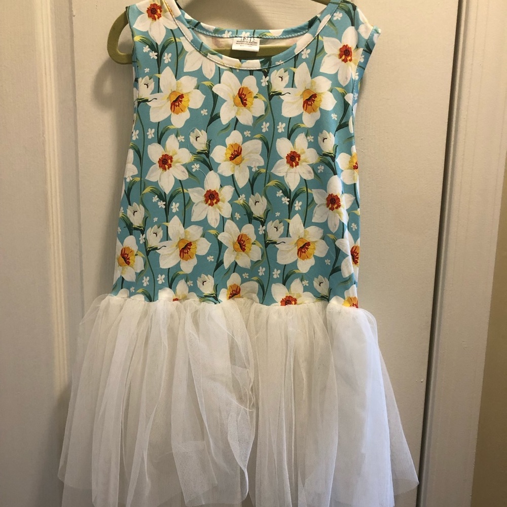 Blue white floral dress
